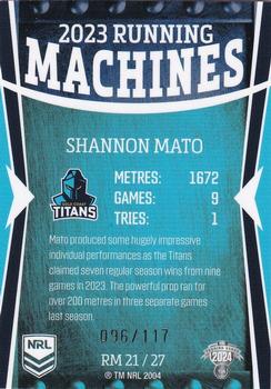 2024 NRL Traders Titanium - Running Machines #RM21 Shannon Mato Back